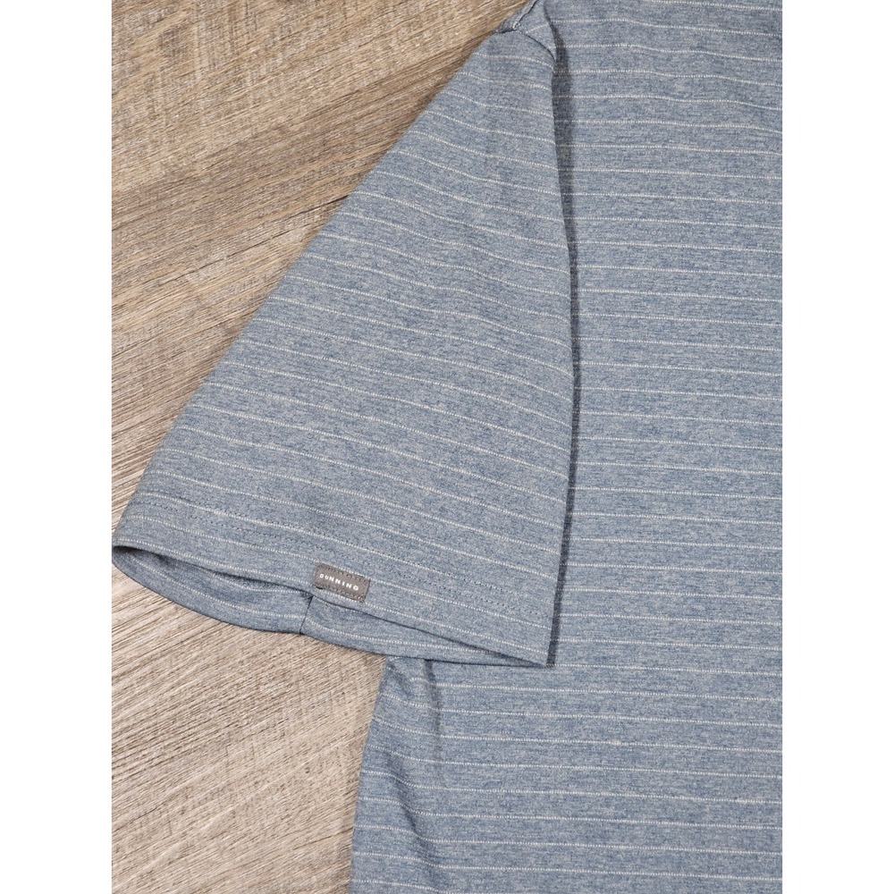 Dunning Golf Mens Large Blue Striped Short Sleeve Performance Polo Shirt L - Picture 2 of 8